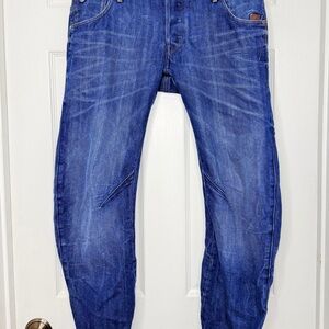 G Star Raw Men's Arc 3D Loose Tapered Jeans Blue Dark Wash Fade 32x32